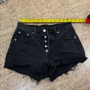 501s Levi’s High-Rise Black Denim Shorts with Button Fly